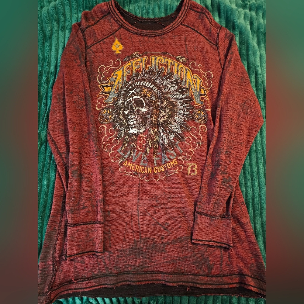 Vintage Affliction Thermal Shirt Reversible  Long Sleeve  Mens 2XL